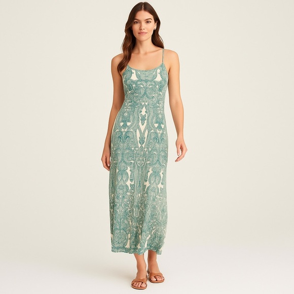 Lascana Dresses & Skirts - Lascana Pure Selection Teal Paisley Maxi Slip Dress Size 38 (US M) NWT
